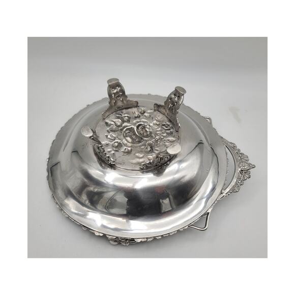 Antique Aurora Silver Plate Repousse 4-Foot Brides Basket Centerpiece 1869-1919 - Picture 8 of 10